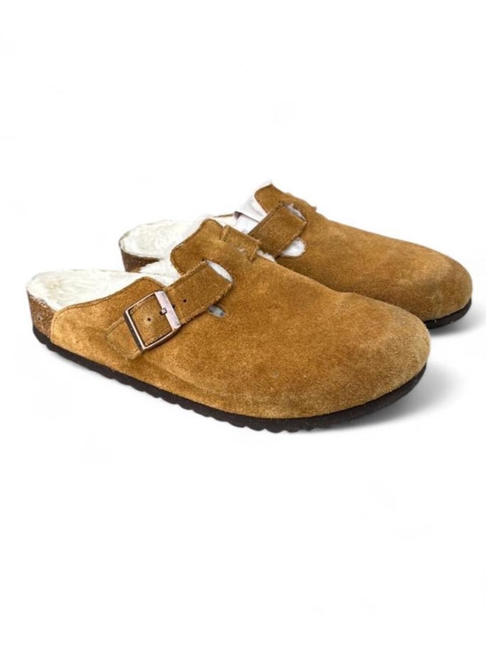 Birkenstock Boston Shearling Mink Brown Suede Clogs EU 42 US Mens 9 Womens 11 R